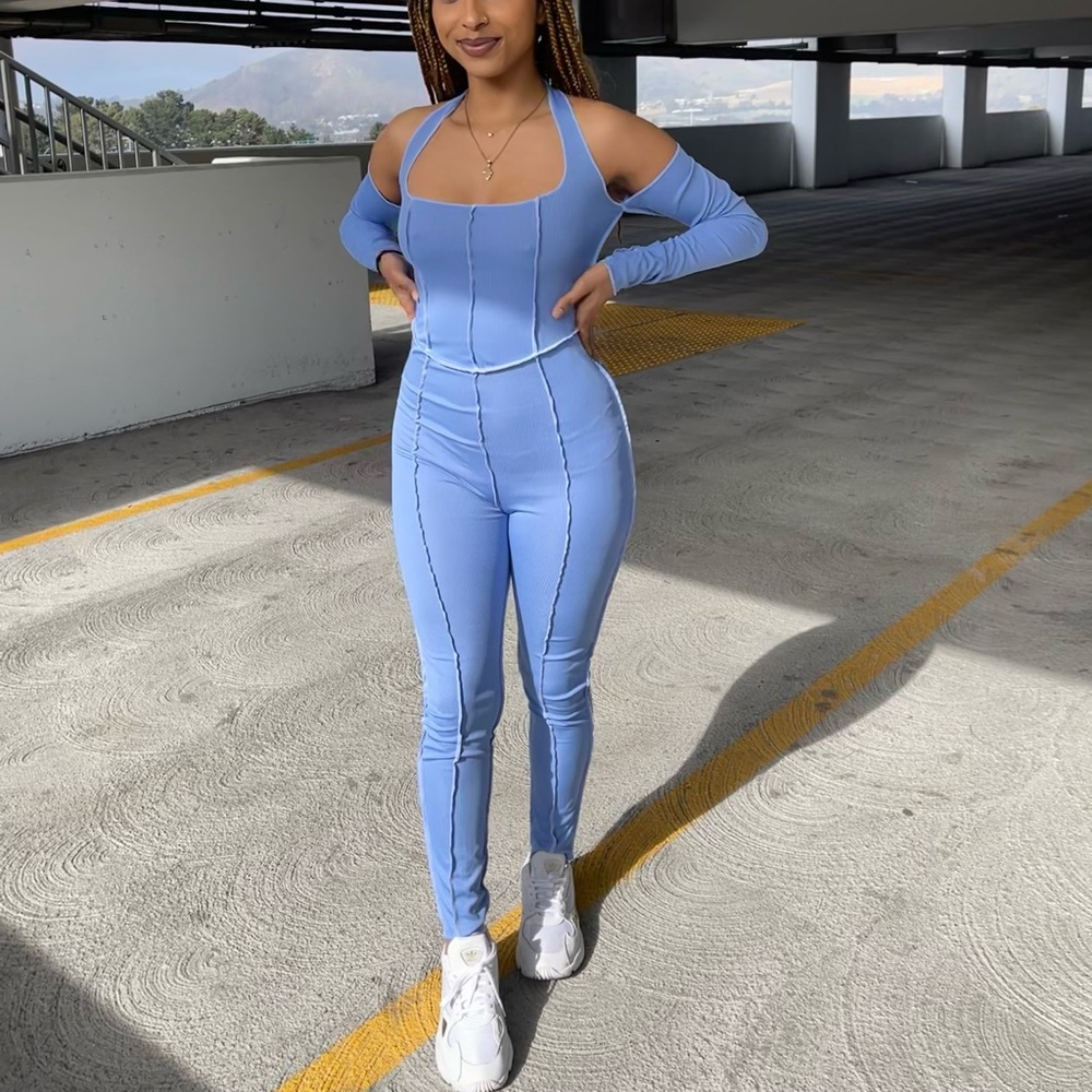 PRETTYLITTLETHING Baby blue dream jumpsuit 🦋
